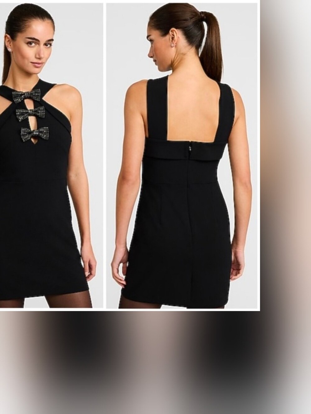 Express Black Mini Dress with Embellished Bow Cutouts